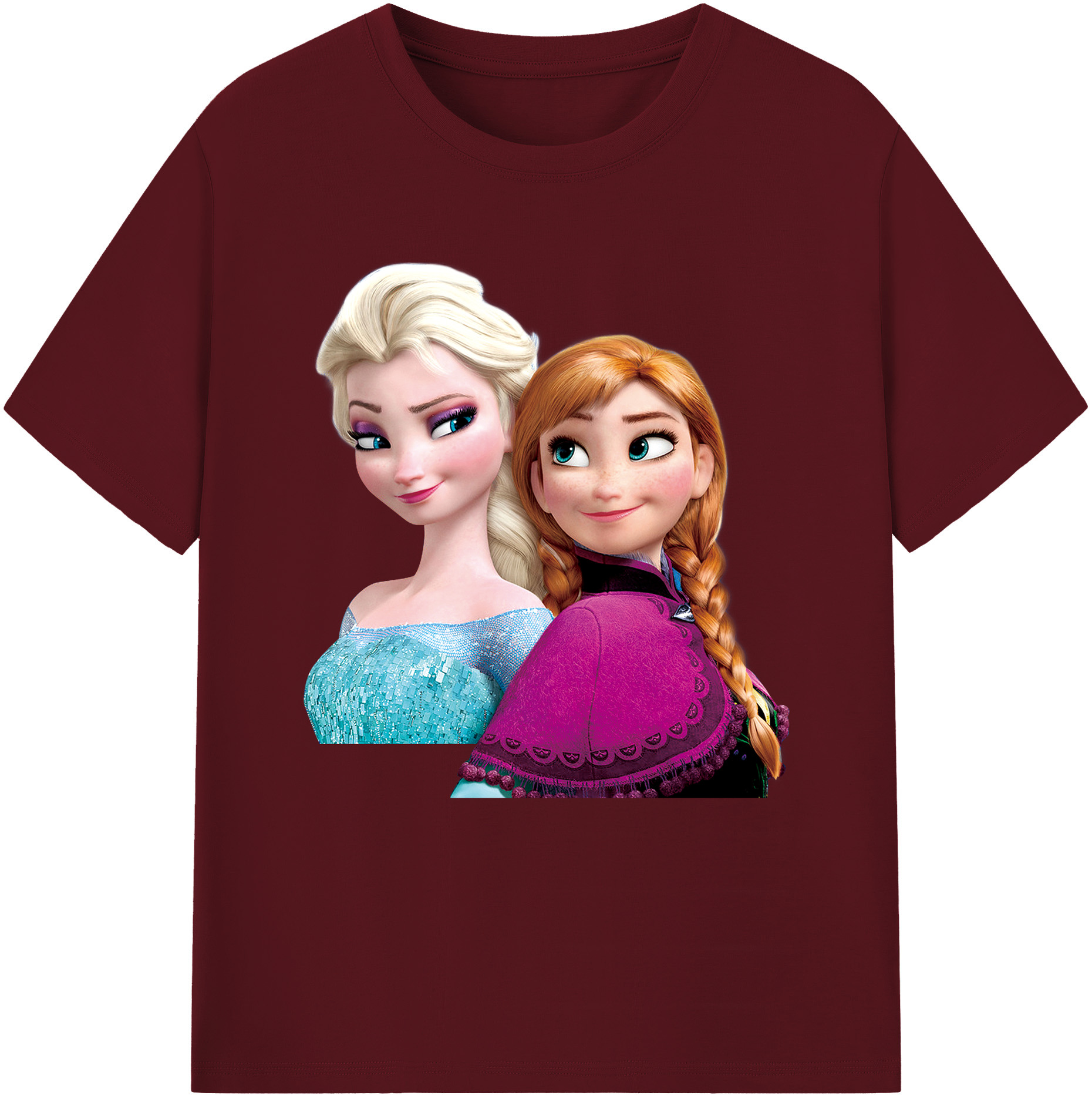 （画像用） アナと雪の女王 アンナ エルサ Frozen Anna Elsa 綿100％半袖Tシャツ（フロントプリント）